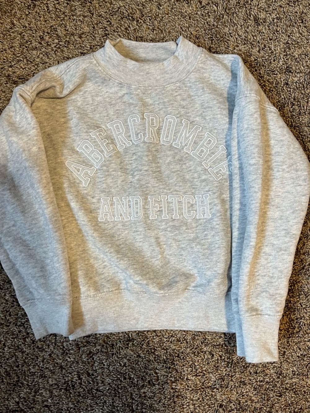 Abercrombie & Fitch Light Gray Crewneck Sweatshirt with Embroidered Logo